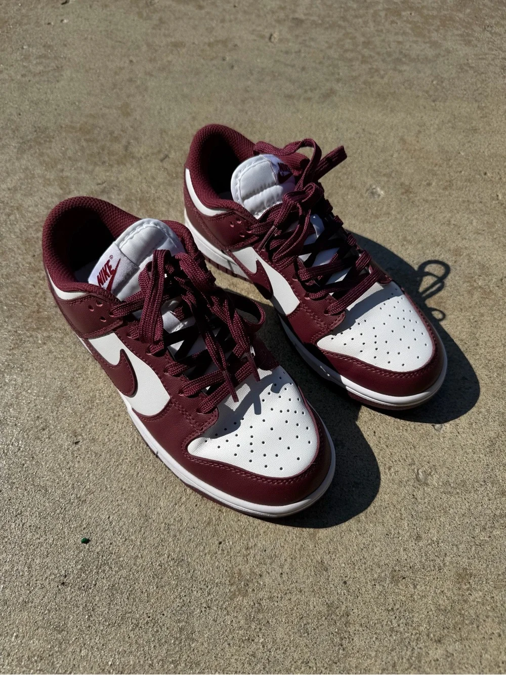 Nike Maroon and White Low-Top Sneakers